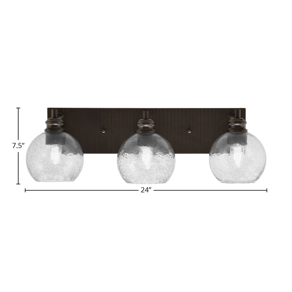 Edge Three Light Bath Bar in Espresso with 5.75" Smoke Bubble Shade