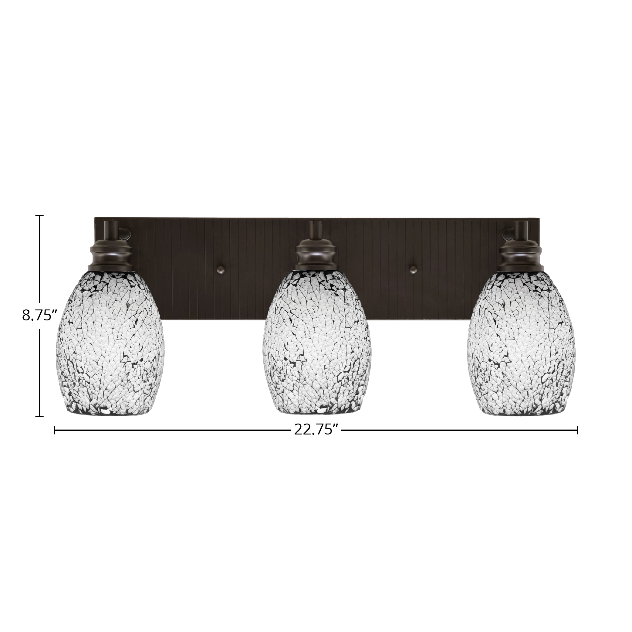 Edge Three Light Bath Bar in Espresso with 5" Black Fusion Shade