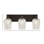 Edge Three Light Bath Bar in Espresso with 5" Silver Textured Shade