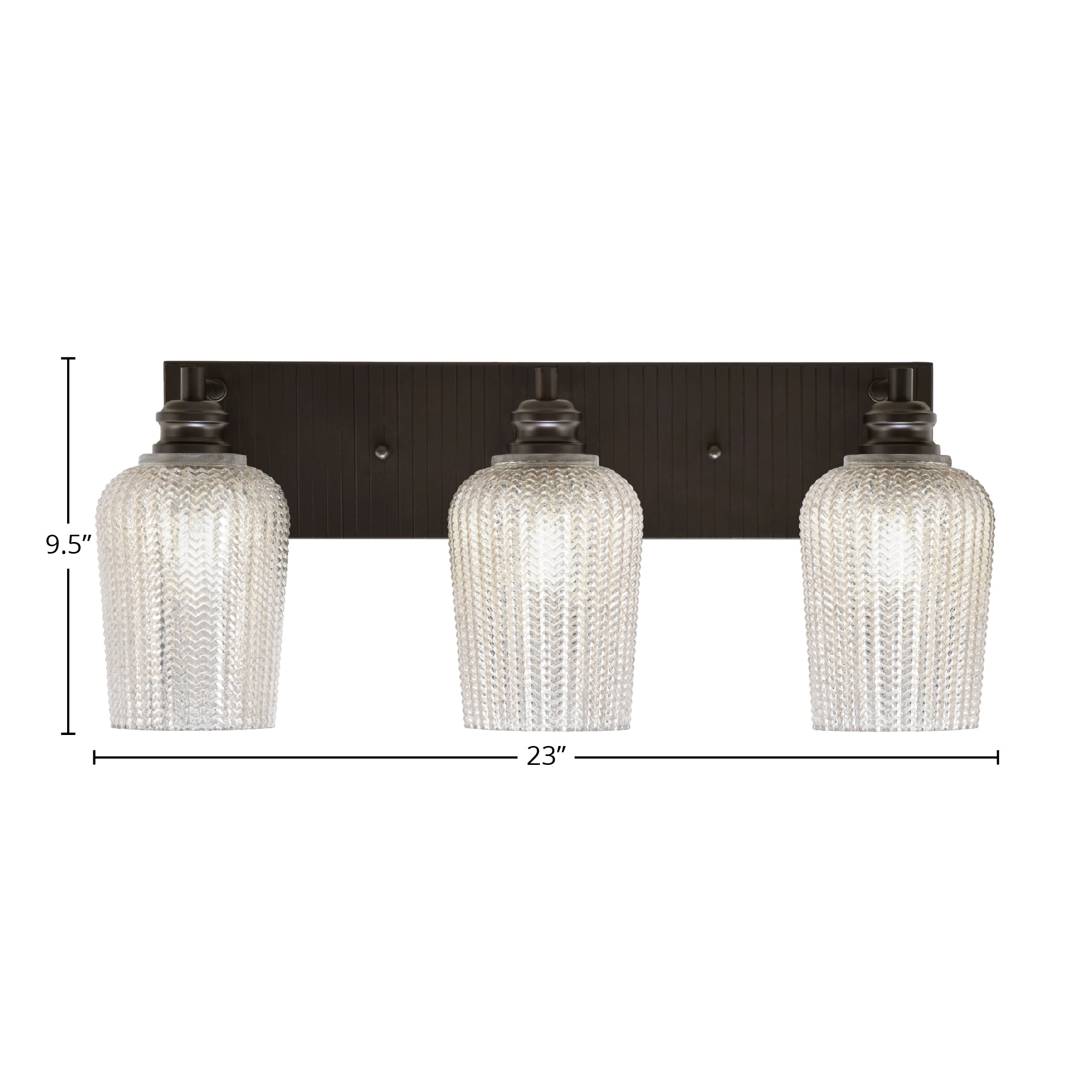 Edge Three Light Bath Bar in Espresso with 5" Silver Textured Shade