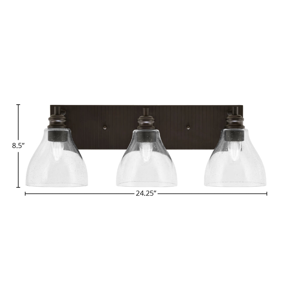Edge Three Light Bath Bar in Espresso with 6.25" Clear Bubble Shade