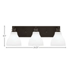 Edge Three Light Bath Bar in Espresso with 6.25" White Marble Shade