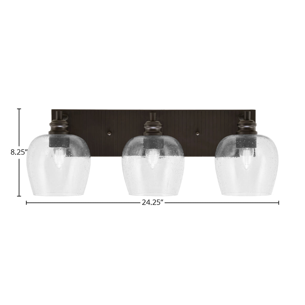 Edge Three Light Bath Bar in Espresso with 6" Clear Bubble Shade