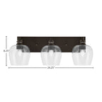 Edge Three Light Bath Bar in Espresso with 6" Clear Bubble Shade