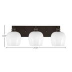 Edge Three Light Bath Bar in Espresso with 6" White Marble Shade