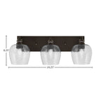 Edge Three Light Bath Bar in Espresso with 6" Smoke Bubble Shade