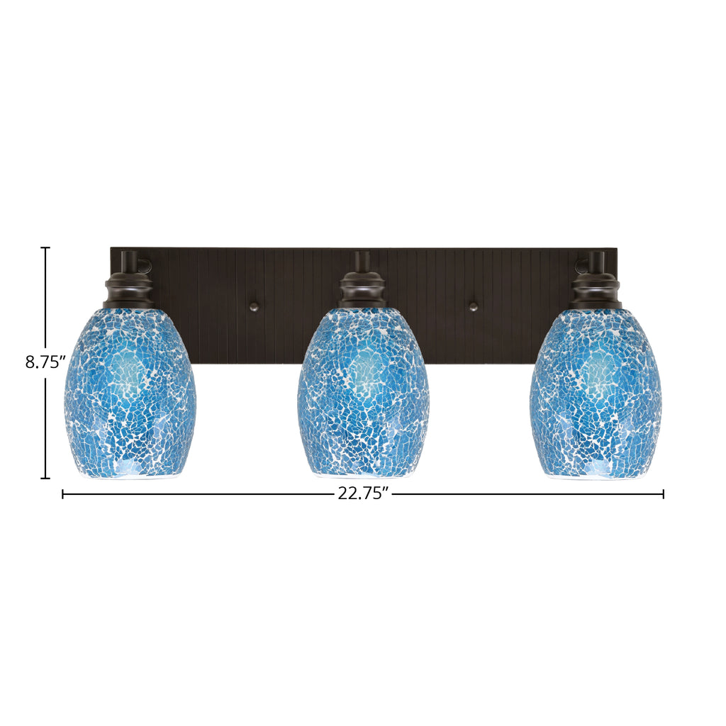 Edge Three Light Bath Bar in Espresso with 5" Turquoise Fusion Shade