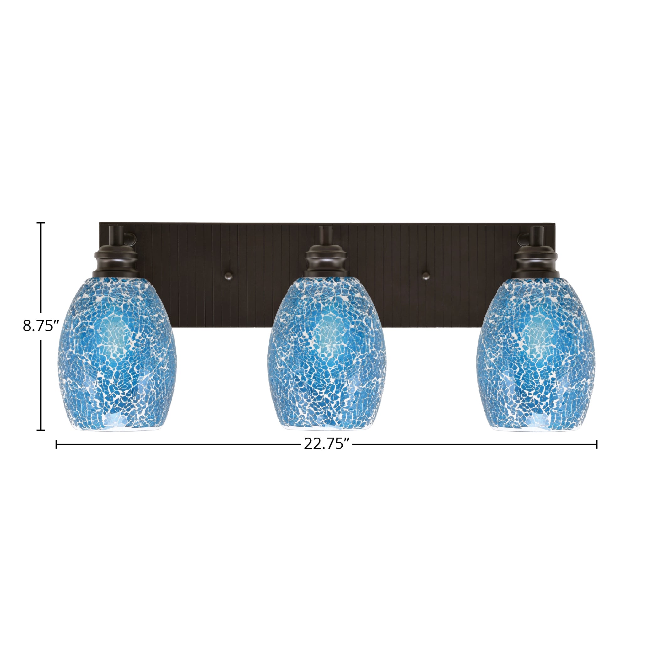 Edge Three Light Bath Bar in Espresso with 5" Turquoise Fusion Shade