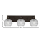 Edge Three Light Bath Bar in Espresso with 6" Clear Ribbed Shade