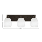 Edge Three Light Bath Bar in Espresso with 5" White Linen Shade