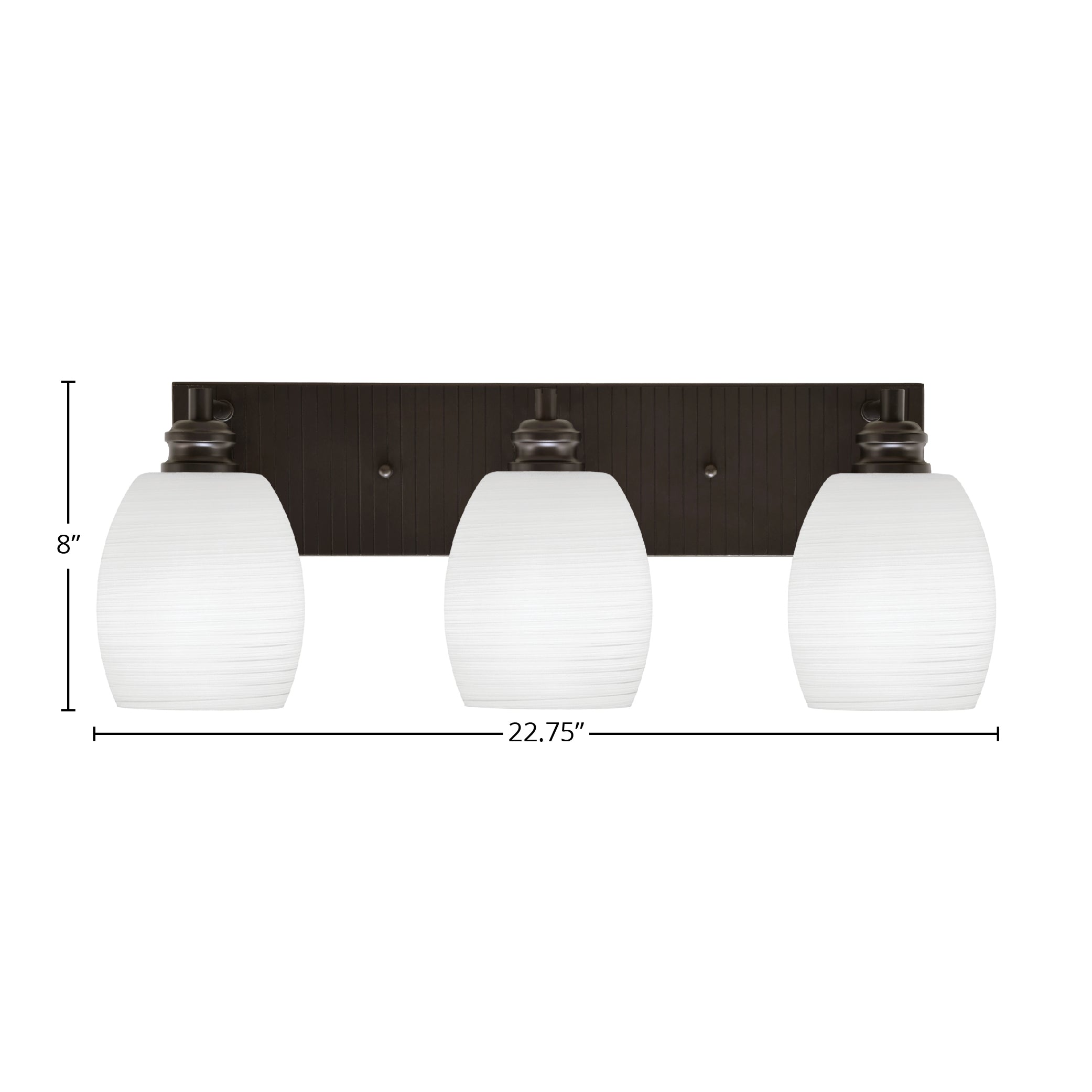 Edge Three Light Bath Bar in Espresso with 5" White Linen Shade