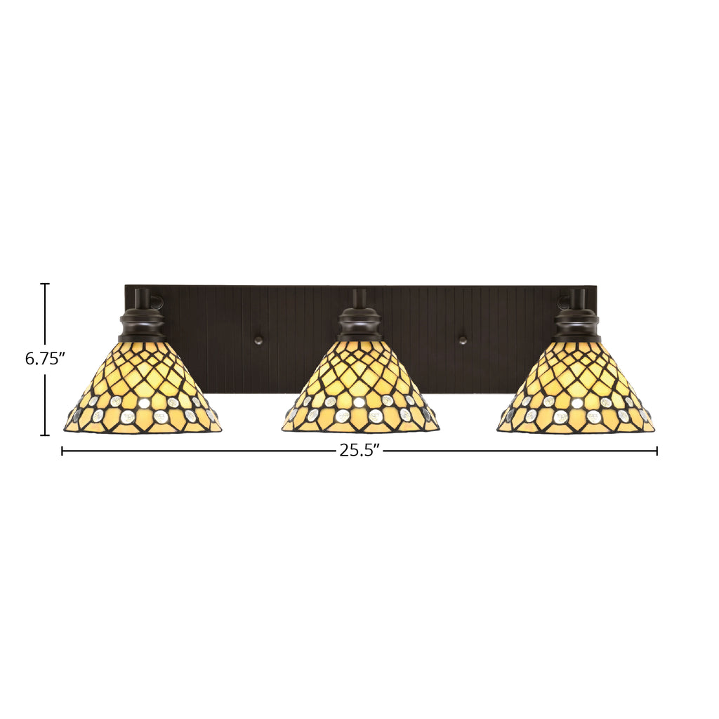 Edge Three Light Bath Bar in Espresso with 7" Starlight Art Glass Shade