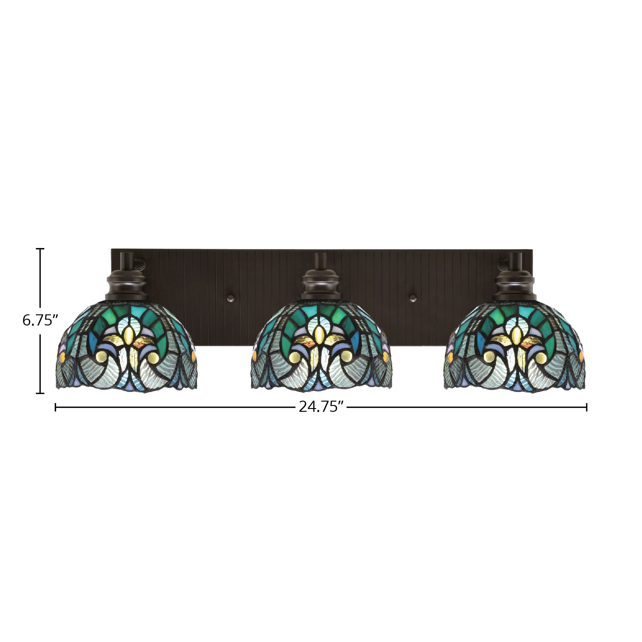 Edge Three Light Bath Bar in Espresso with 7" Turquoise Cypress Art Glass Shade