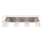 Edge Four Light Bath Bar in Brushed Nickel with 4" Clear Bubble Shade