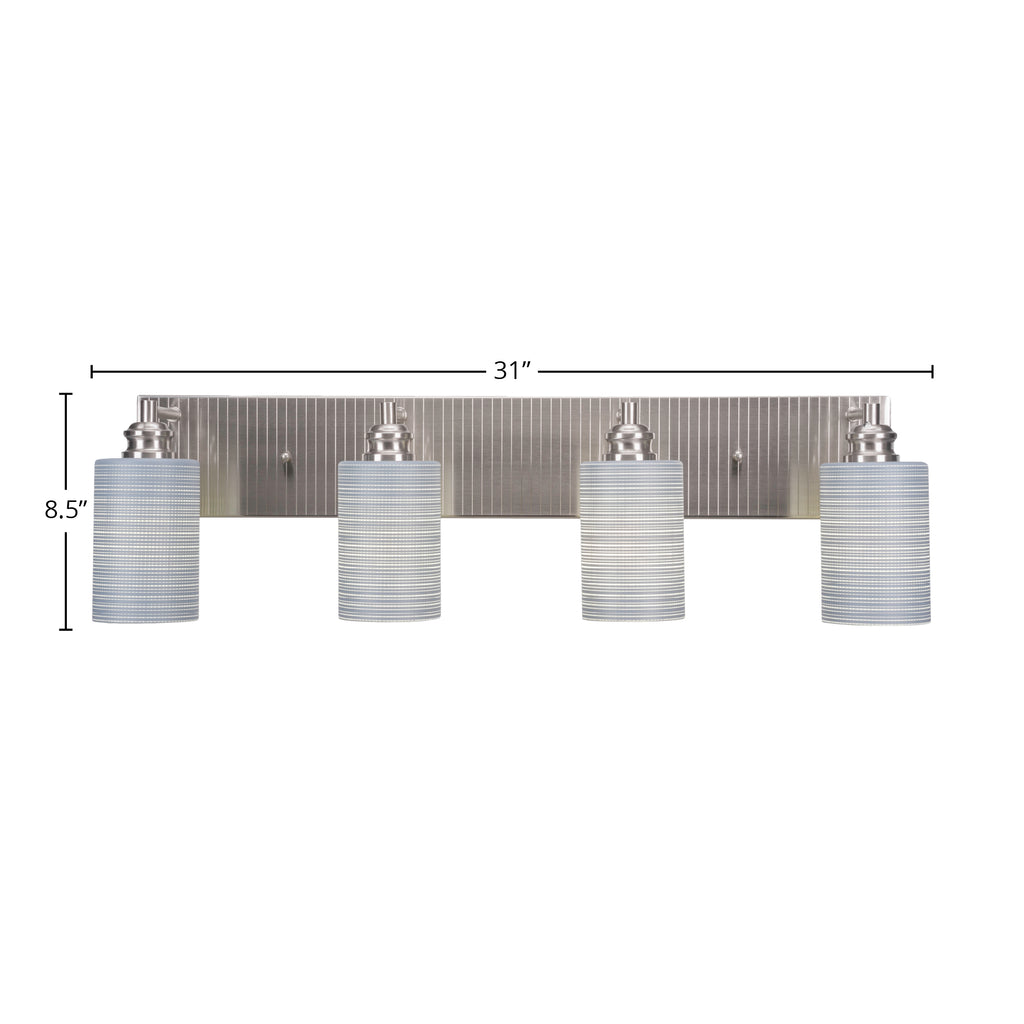 Edge Four Light Bath Bar in Brushed Nickel with 4" Gray Matrix Shade