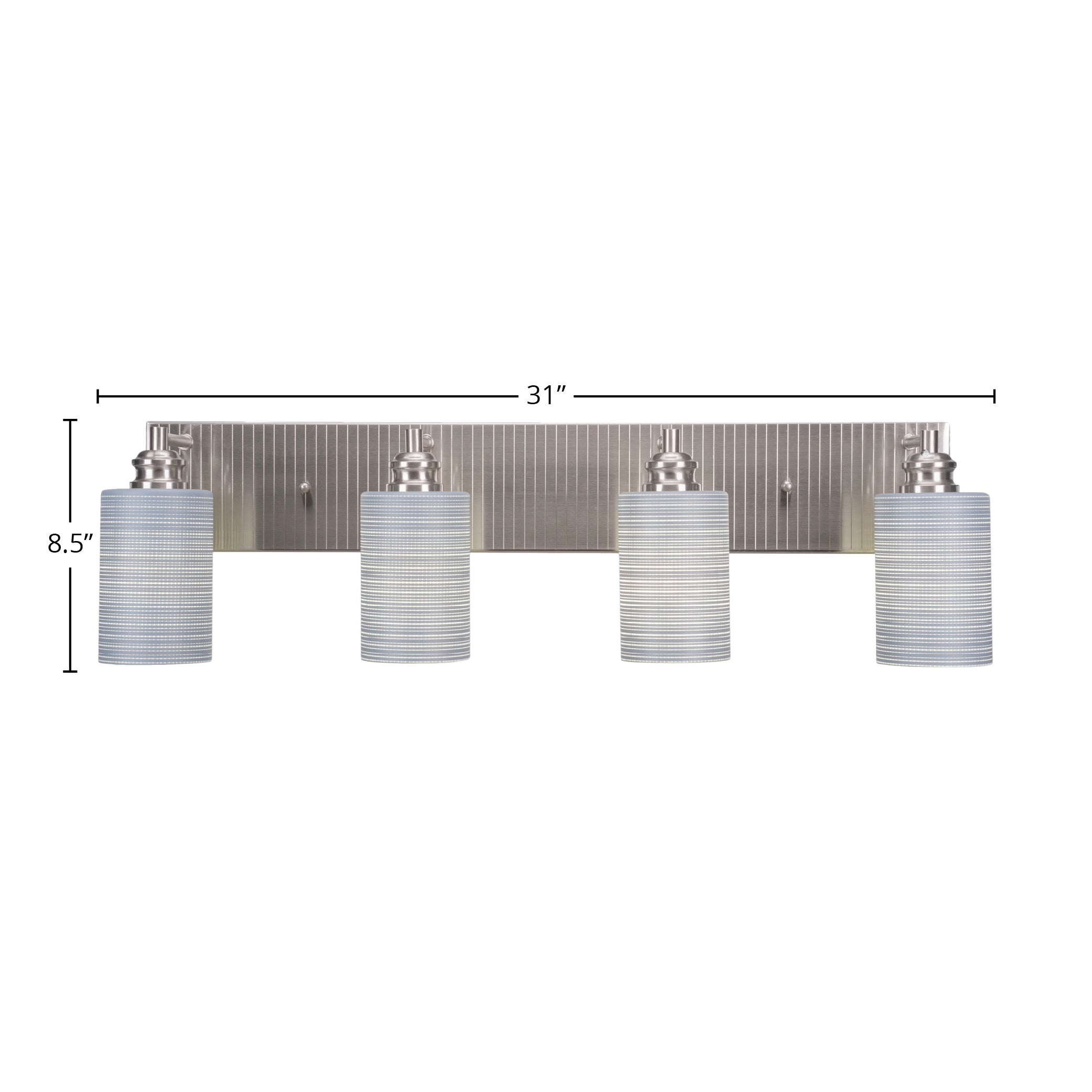 Edge Four Light Bath Bar in Brushed Nickel with 4" Gray Matrix Shade