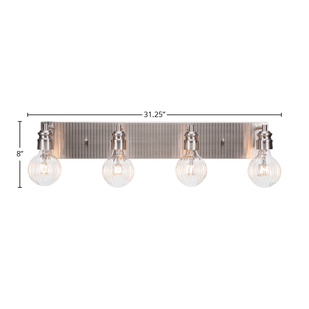 Edge LED Bath Bar in Brushed Nickel with 4" LED Bulb Shade
