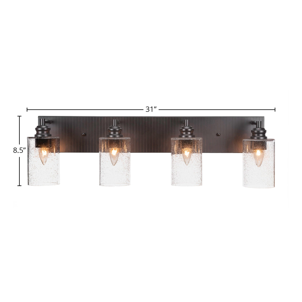 Edge Four Light Bath Bar in Espresso with 4" Clear Bubble Shade