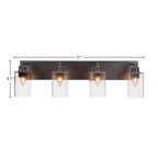 Edge Four Light Bath Bar in Espresso with 4" Clear Bubble Shade