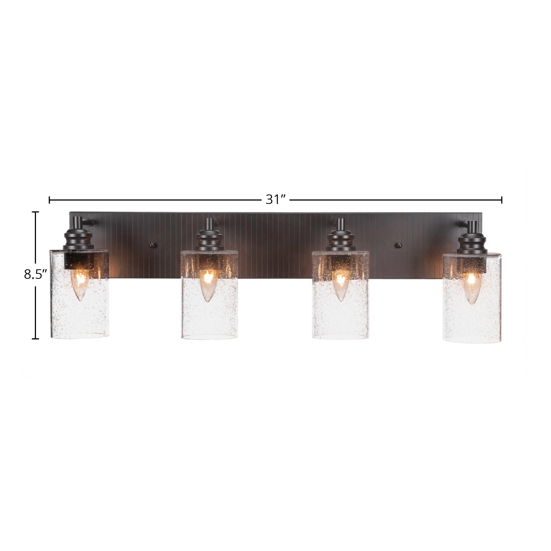 Edge Four Light Bath Bar in Espresso with 4" Clear Bubble Shade
