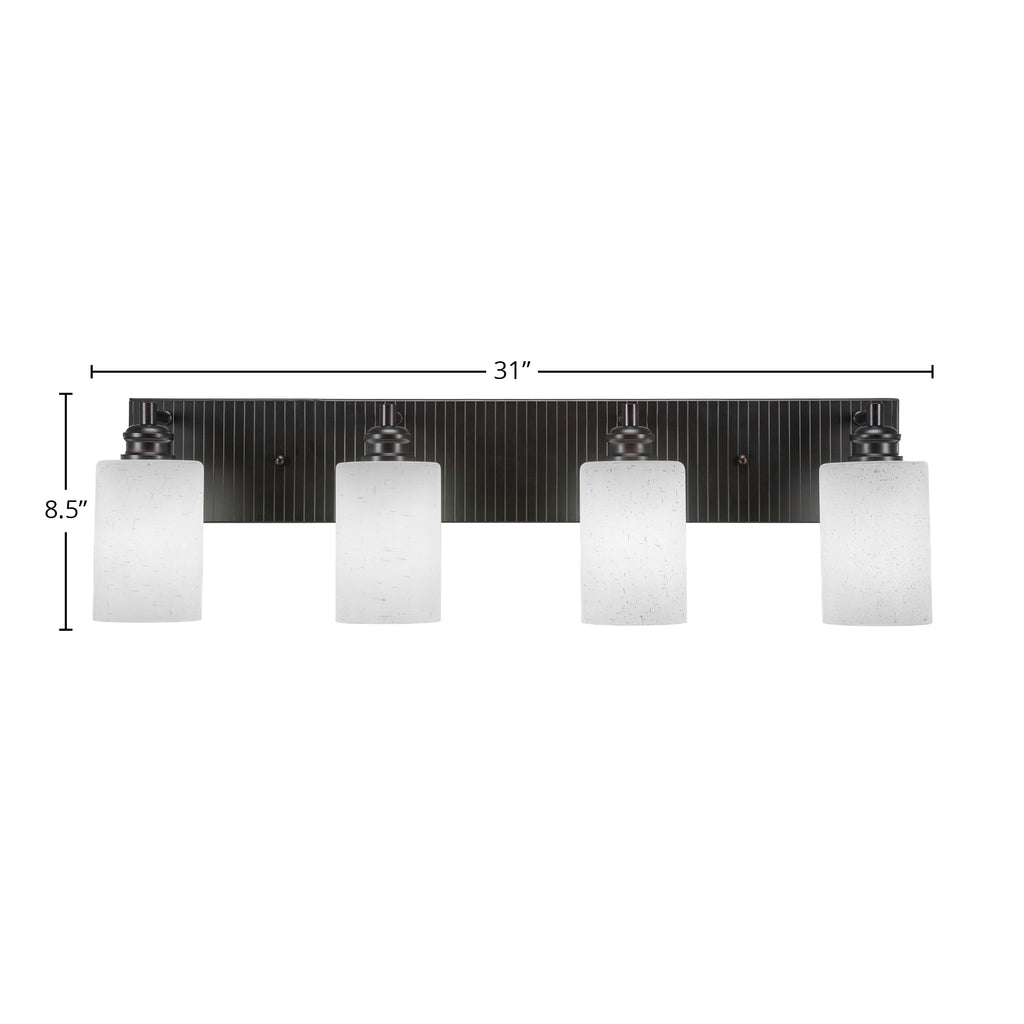 Edge Four Light Bath Bar in Espresso with 4" White Muslin Shade
