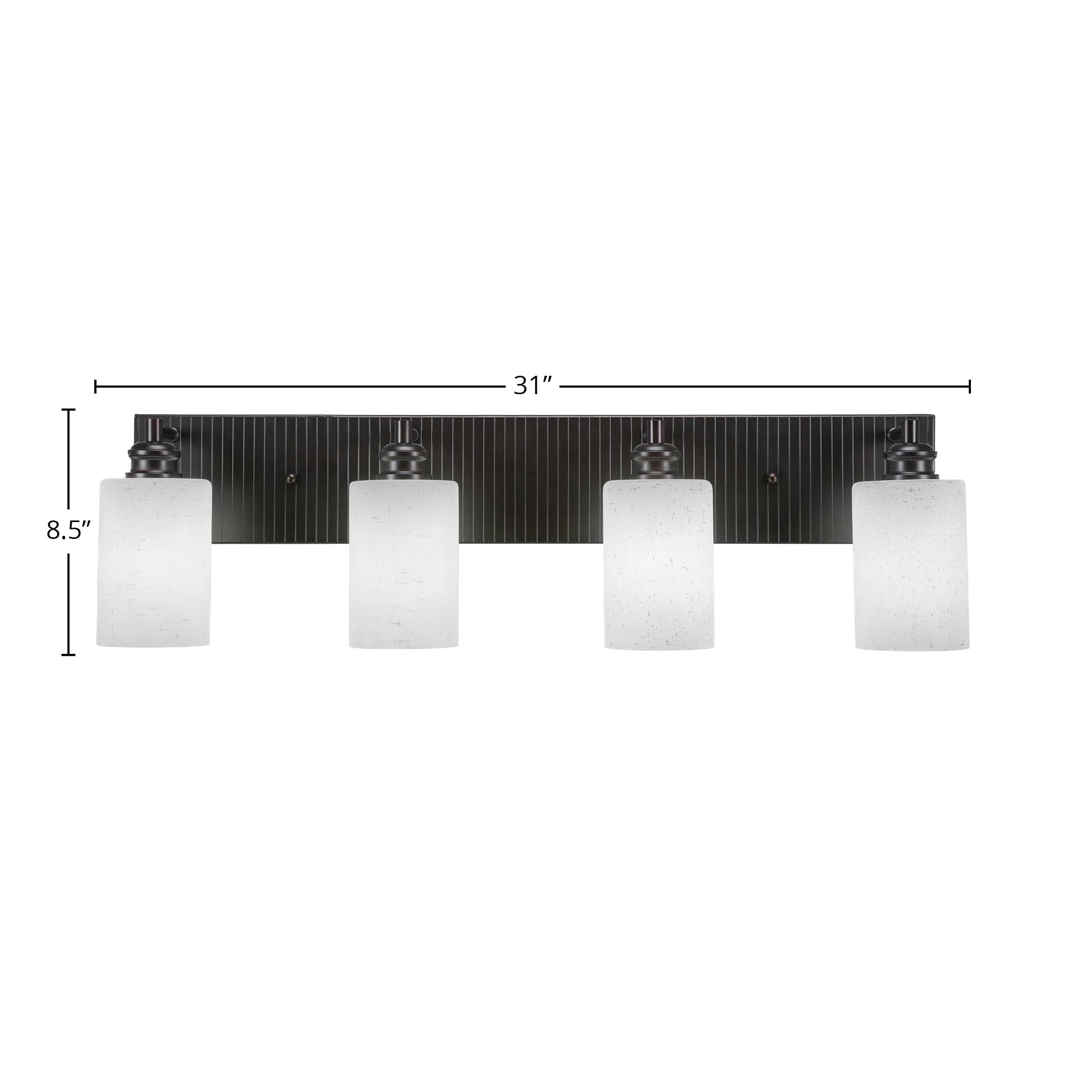 Edge Four Light Bath Bar in Espresso with 4" White Muslin Shade