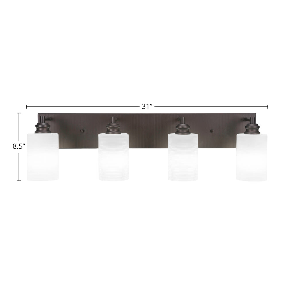 Edge Four Light Bath Bar in Espresso with 4" White Matrix Shade