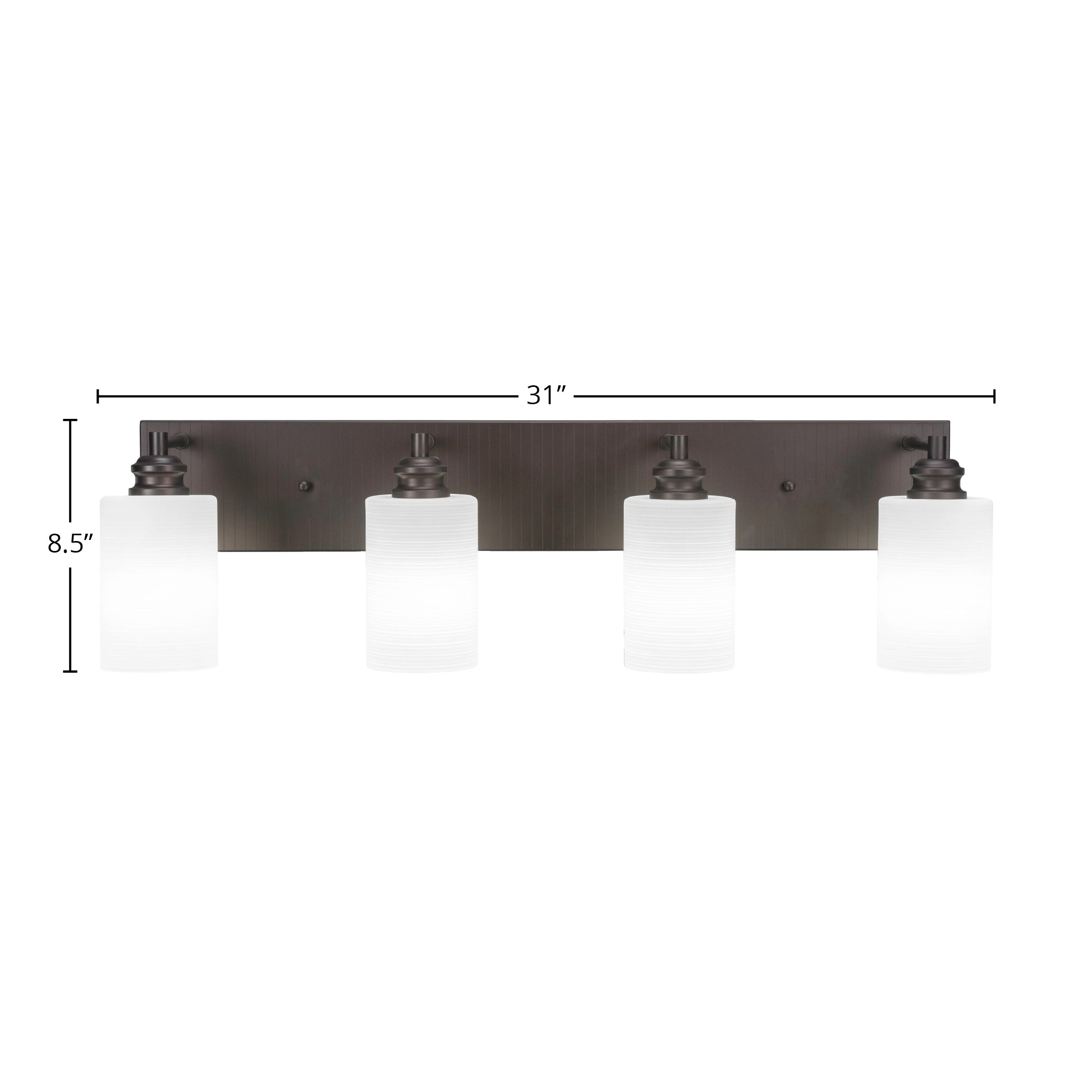 Edge Four Light Bath Bar in Espresso with 4" White Matrix Shade