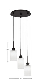 Edge Three Light Cluster Pendalier in Espresso with 4" White Muslin Shade