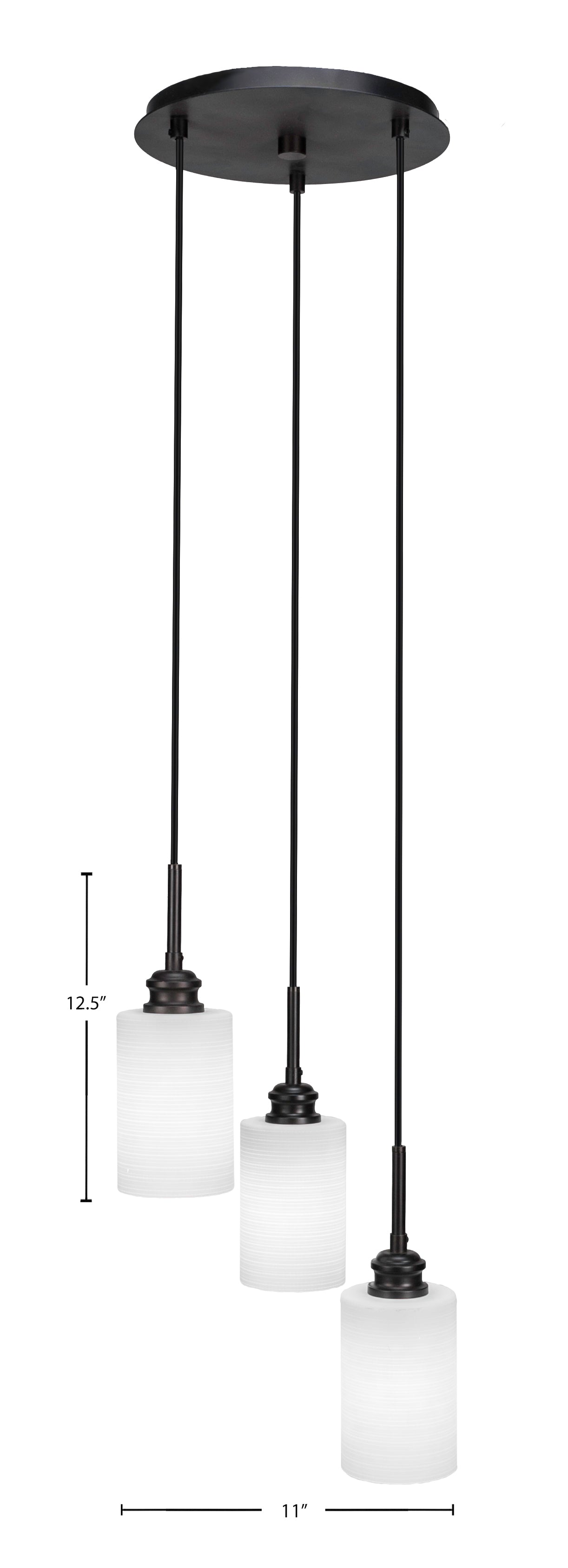 Edge Three Light Pendalier in Espresso with 4" White Matrix Shade