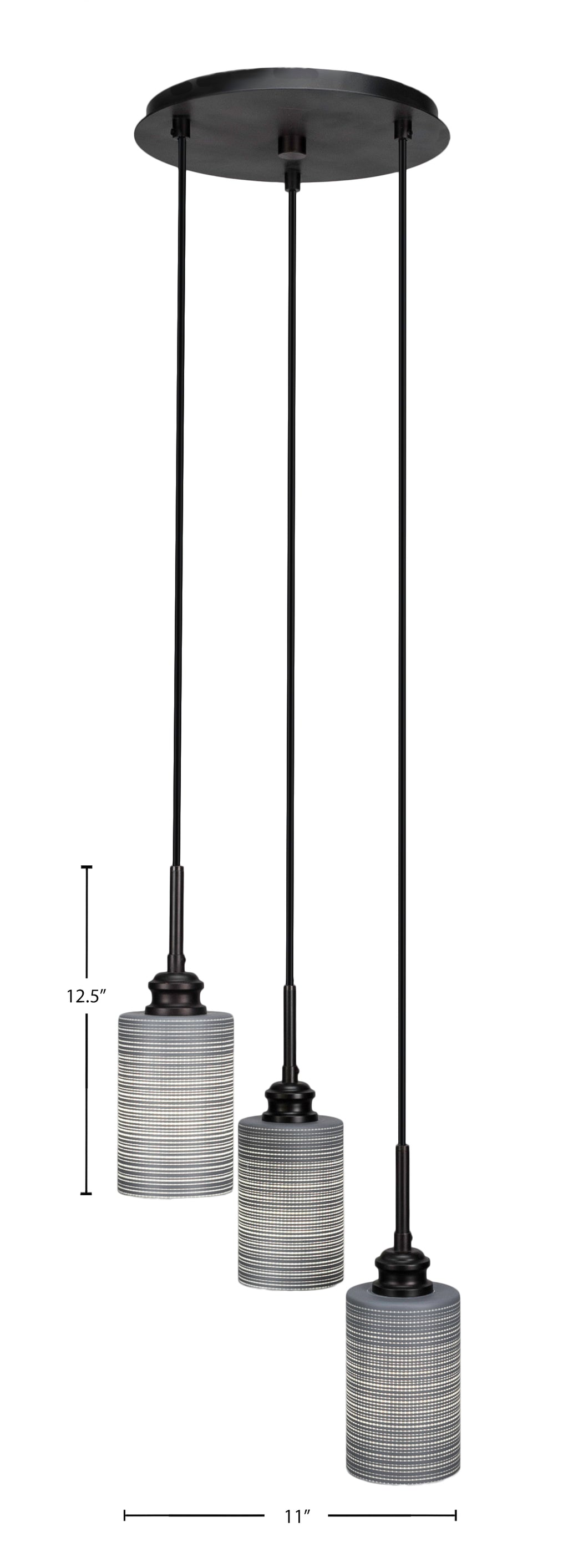 Edge Three Light Pendalier in Espresso with 4" Gray Matrix Shade