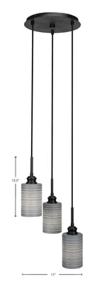 Edge Three Light Pendalier in Espresso with 4" Gray Matrix Shade