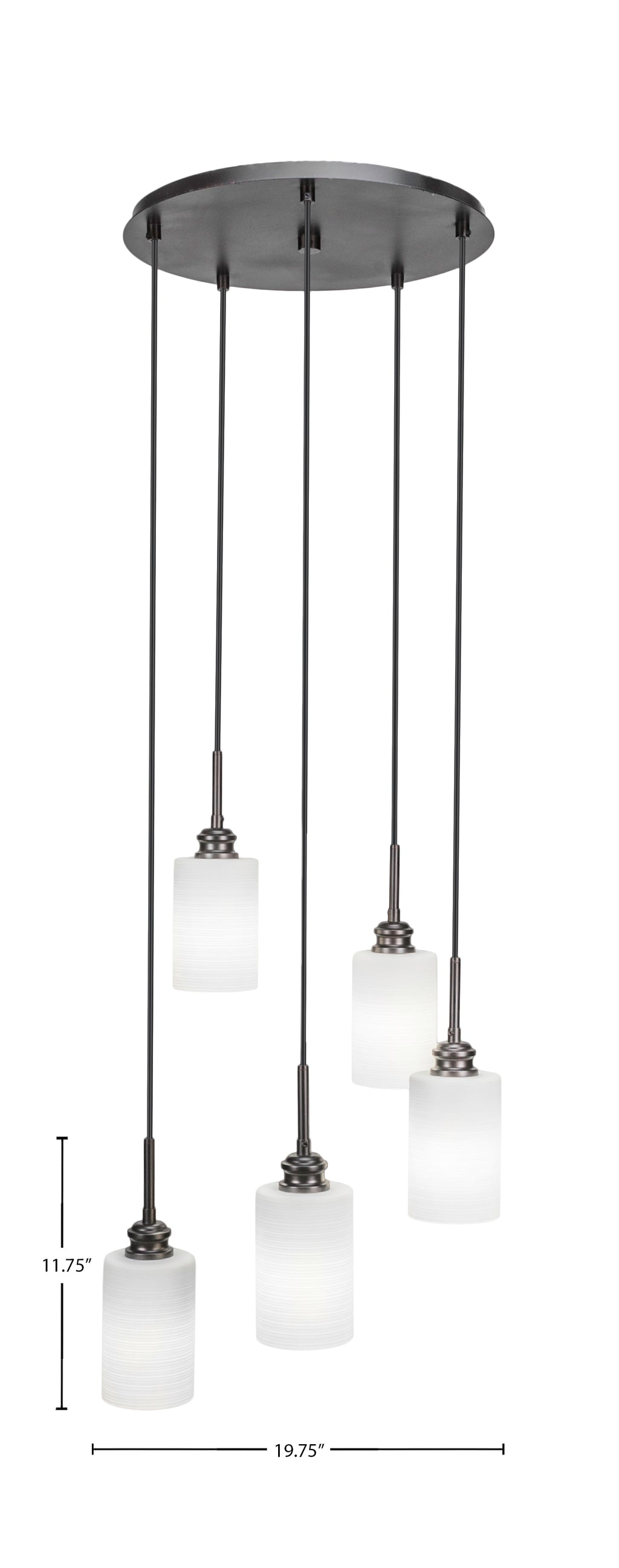Edge Five Light Pendalier in Espresso with 4" White Matrix Shade