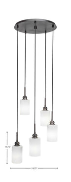Edge Five Light Pendalier in Espresso with 4" White Matrix Shade