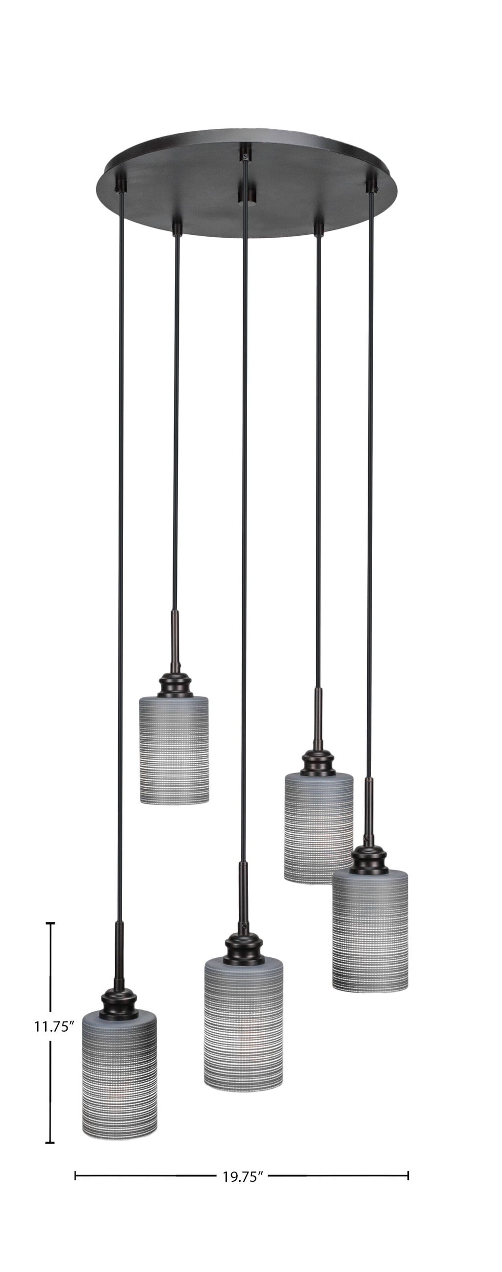 Edge Five Light Pendalier in Espresso with 4" Gray Matrix Shade