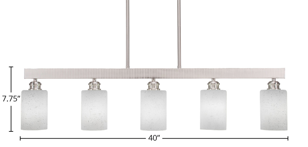 Edge Five Light Bar in Brushed Nickel with 4" White Muslin Shade