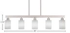 Edge Five Light Bar in Brushed Nickel with 4" White Muslin Shade