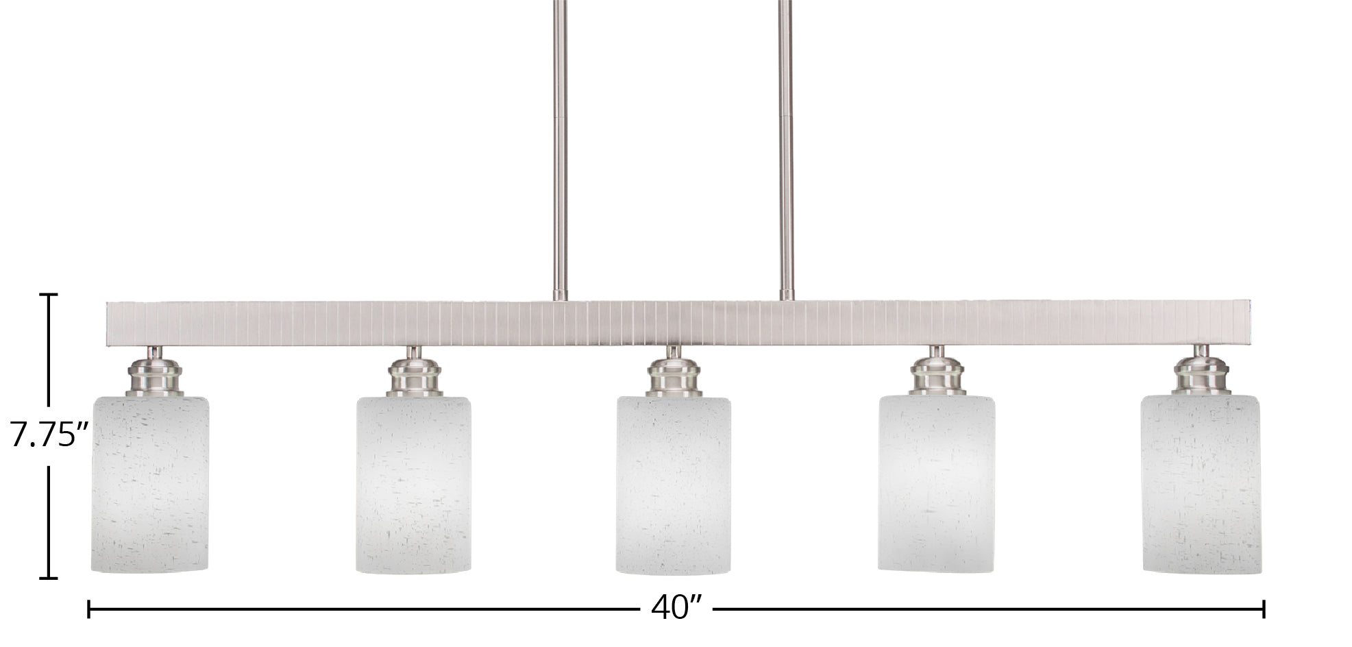 Edge Five Light Bar in Brushed Nickel with 4" White Muslin Shade