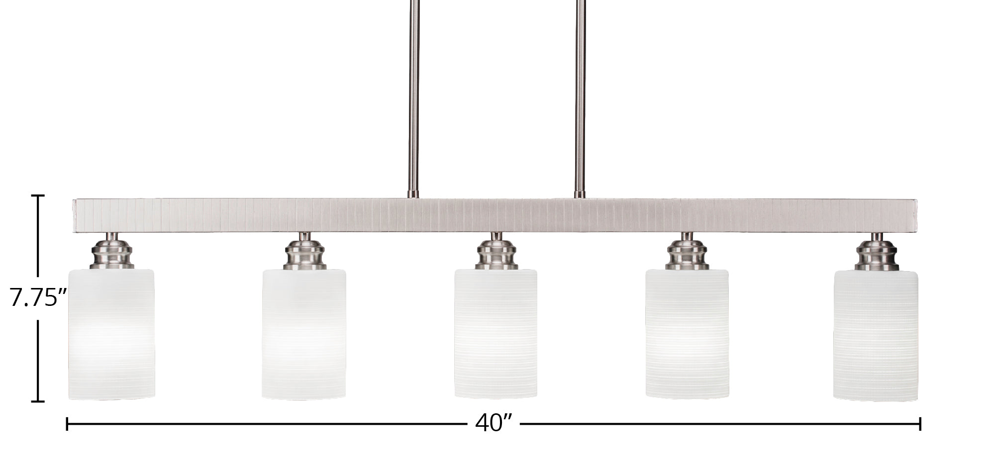 Edge Five Light Bar in Brushed Nickel with 4" White Matrix Shade