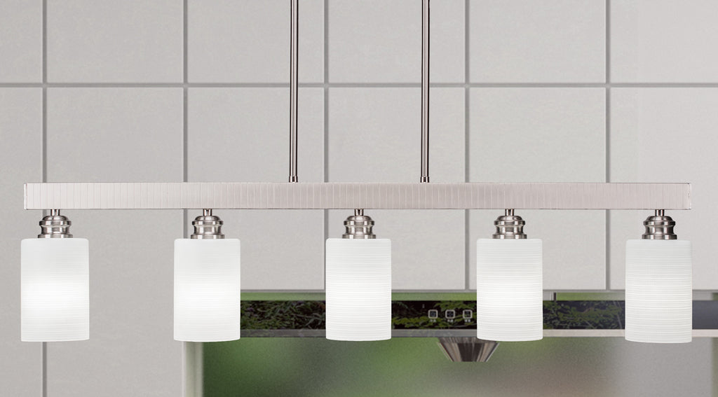 Edge Five Light Bar in Brushed Nickel with 4" White Matrix Shade