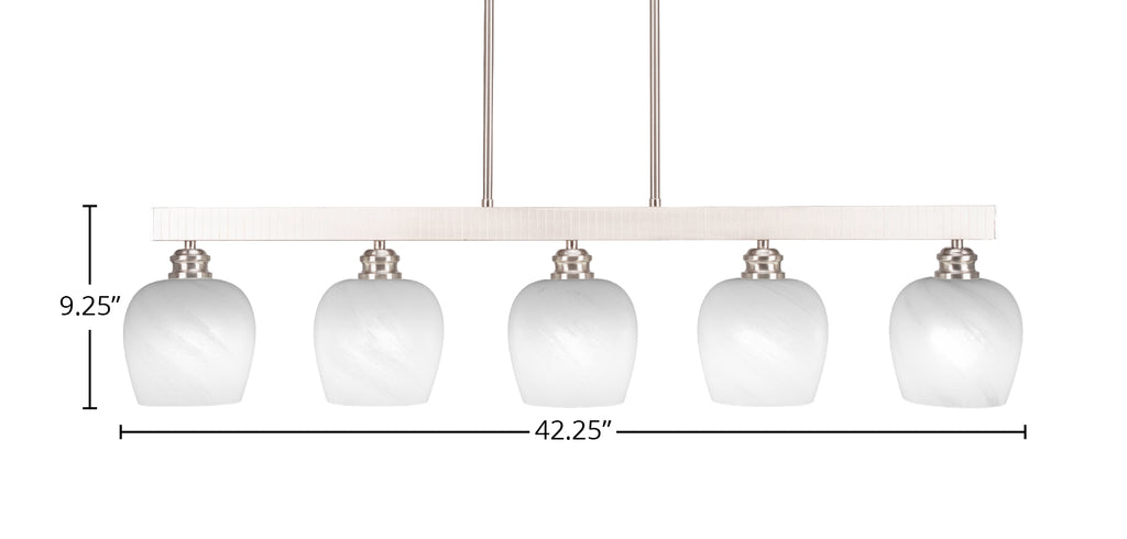 Edge Five Light Bar in Brushed Nickel with 6" White Marble Shade