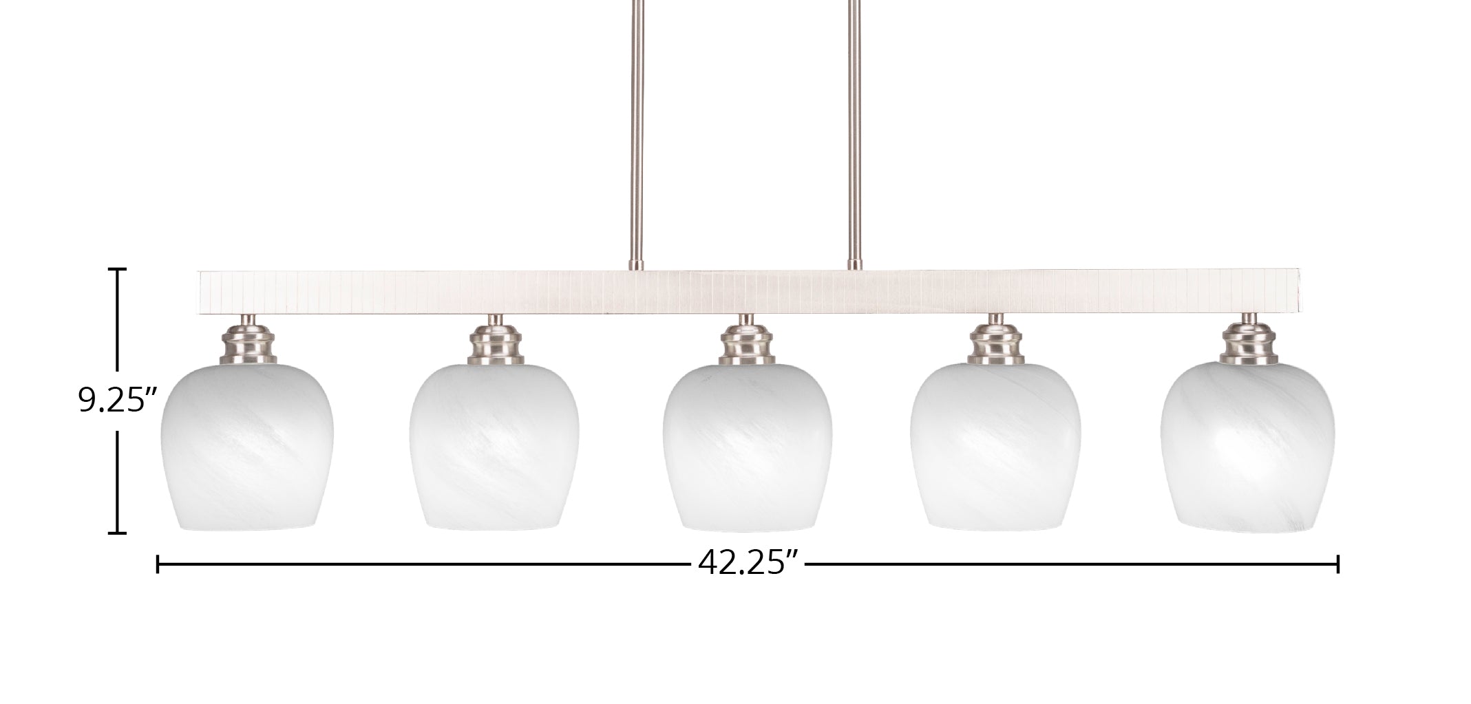 Edge Five Light Bar in Brushed Nickel with 6" White Marble Shade