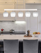 Edge Five Light Bar in Brushed Nickel with 6" White Marble Shade