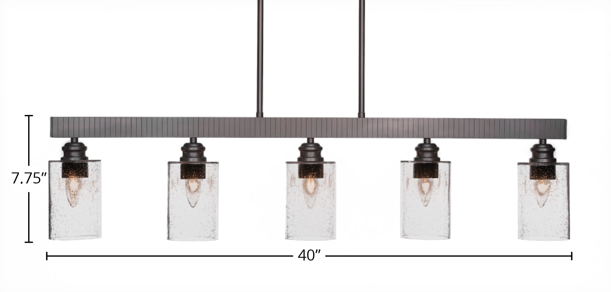 Edge Five Light Bar in Espresso with 4" Clear Bubble Shade