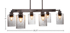 Edge Six Light Island Pendant in Espresso with 4" Smoke Bubble Shade