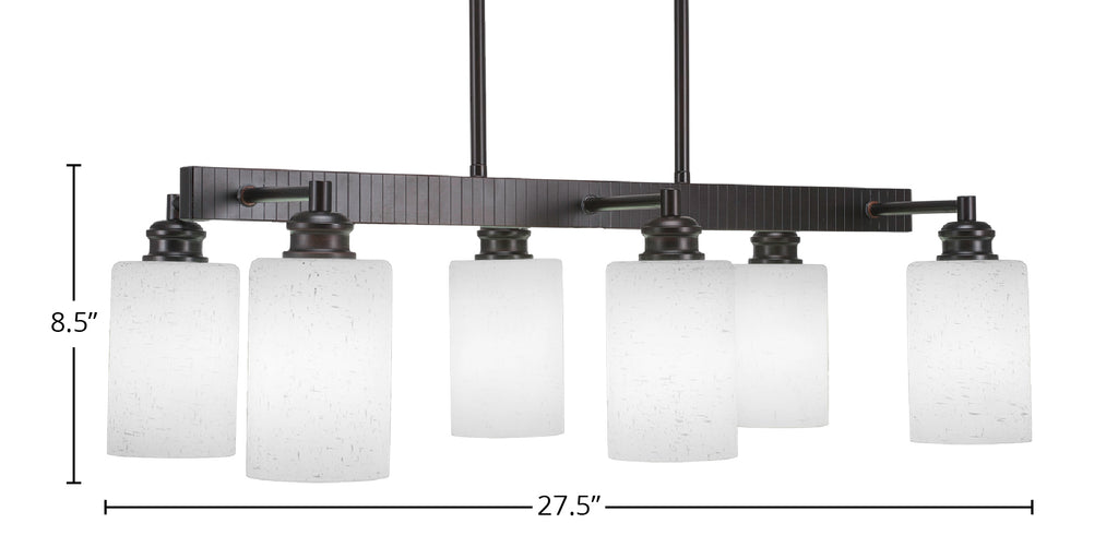 Edge Six Light Bar in Espresso with 4" White Muslin Shade