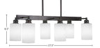 Edge Six Light Bar in Espresso with 4" White Muslin Shade