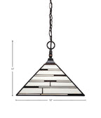Any One Light Pendant in Black Copper with 14" Pearl Ebony Art Glass Shade
