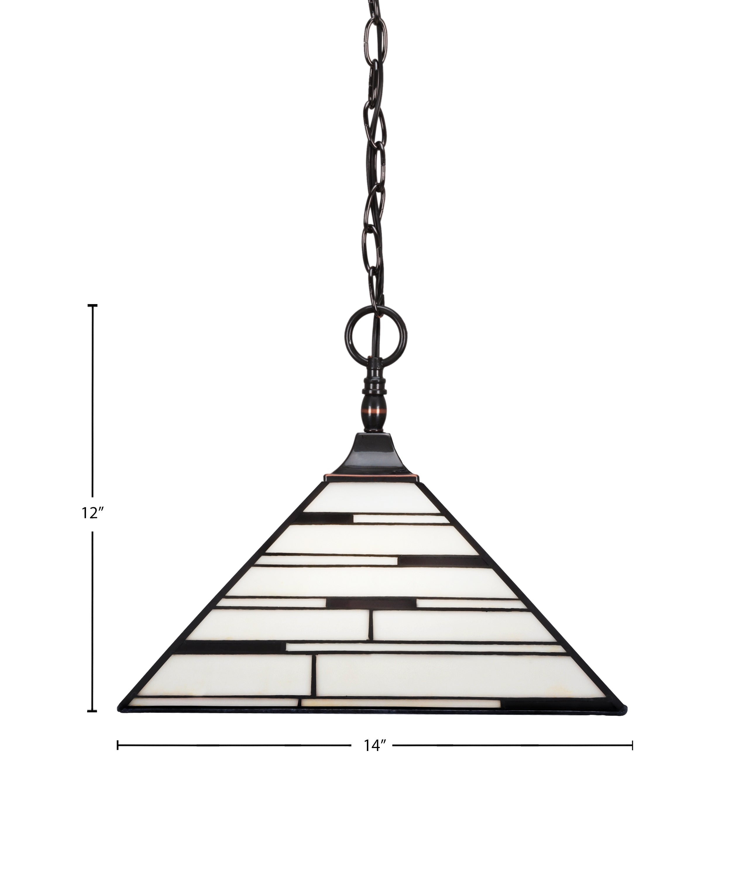 Any One Light Pendant in Black Copper with 14" Pearl Ebony Art Glass Shade