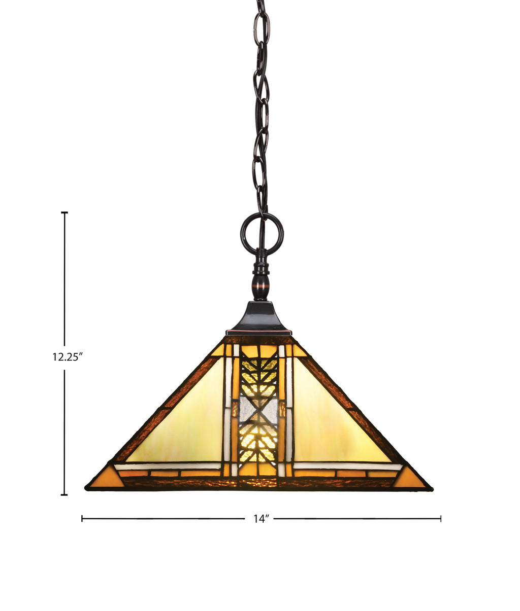 Any One Light Pendant in Black Copper with 14" Santa Cruz Art Glass Shade